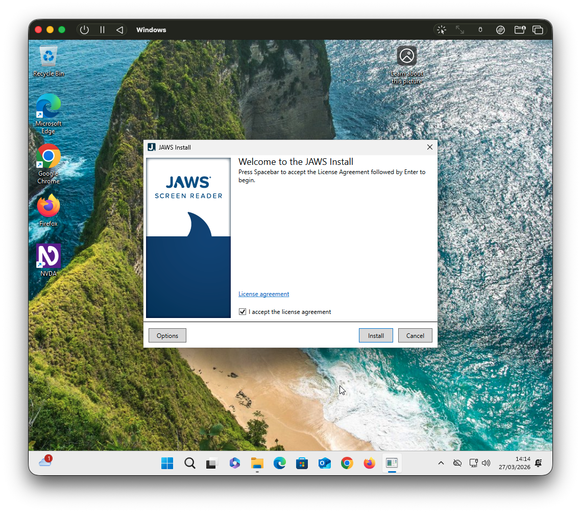 Screenshot of the JAWS installer